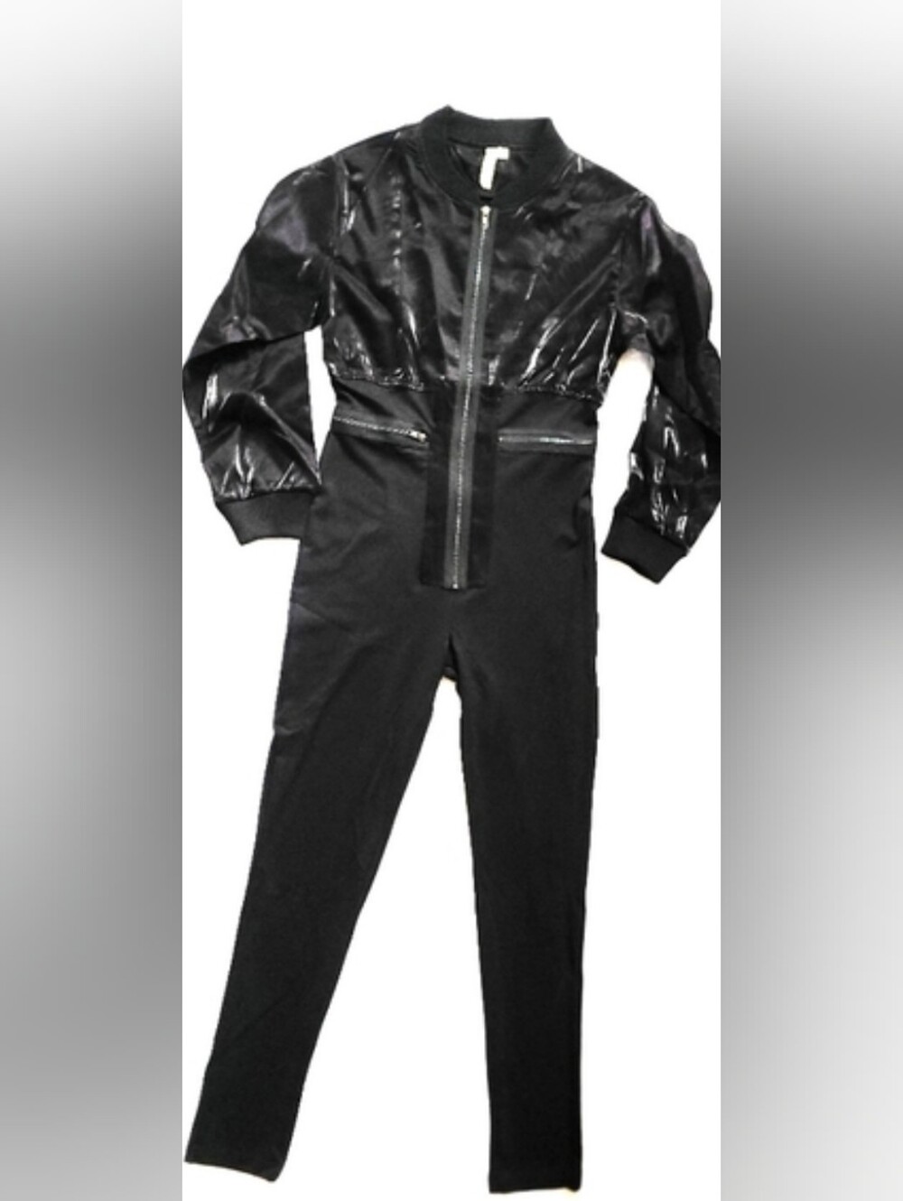 NWOT! Fall Hello Miss Autumn Women's Black Halloween Party Bomber Jumpsuit Small